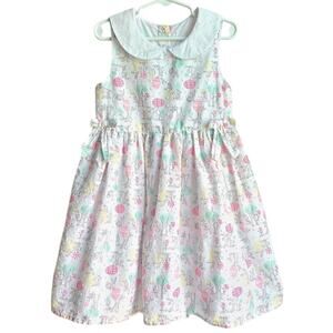 Cupcakes and Cashmere Peter Pan Collar Lined Easter Bunny Sleeveless Dress Sz 7